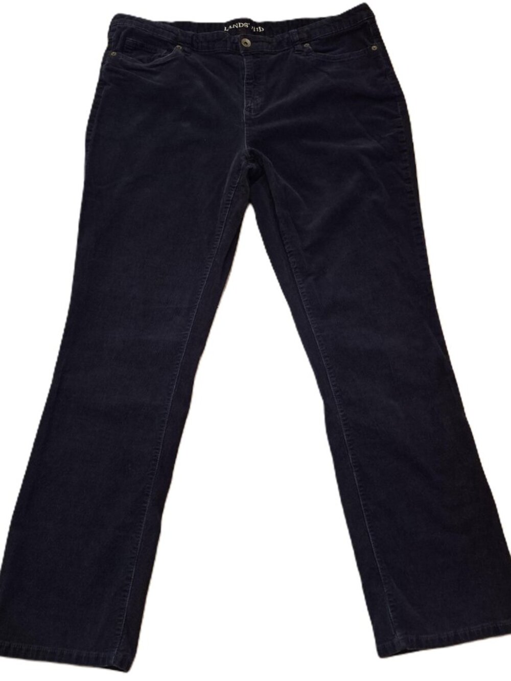 Lands' End Corduroy Pants Womens 18 Blue Mid Rise Straight Leg Classic Plus